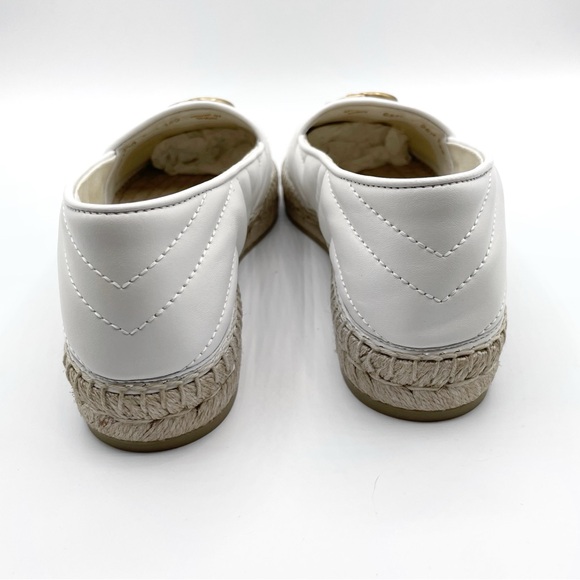 NEW Gucci White Leather Double G Marmont Matelasse Quilted Espadrille Sandals - Picture 6 of 14